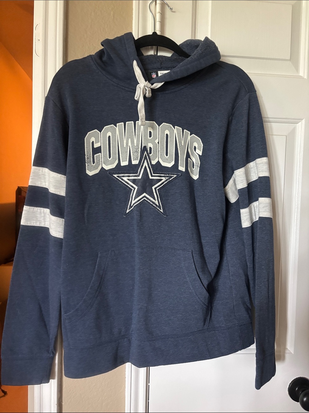 NFL Cowboys Navy Hoodie with White Stripes